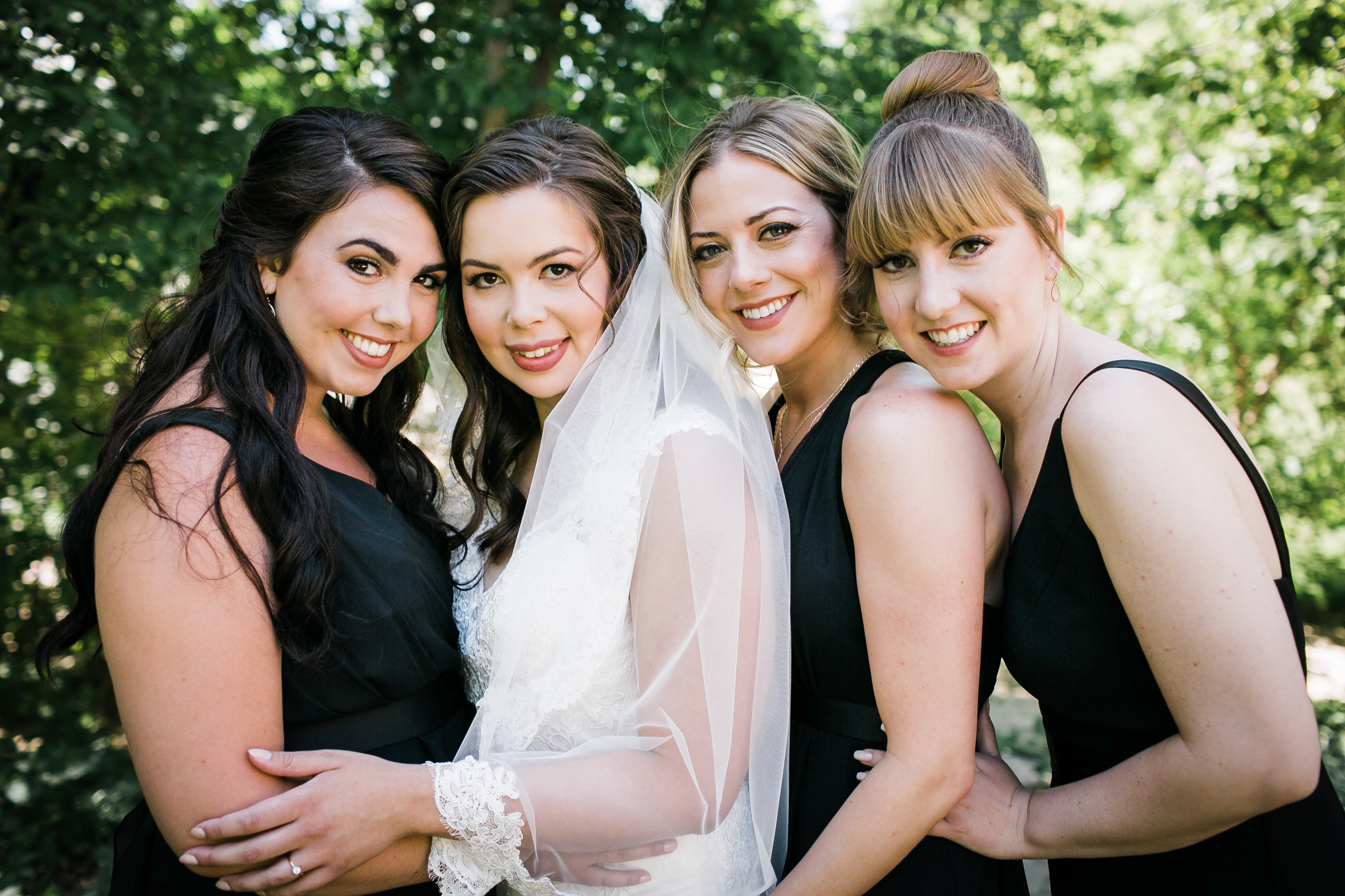 Garden Wedding - bride with bridesmaids