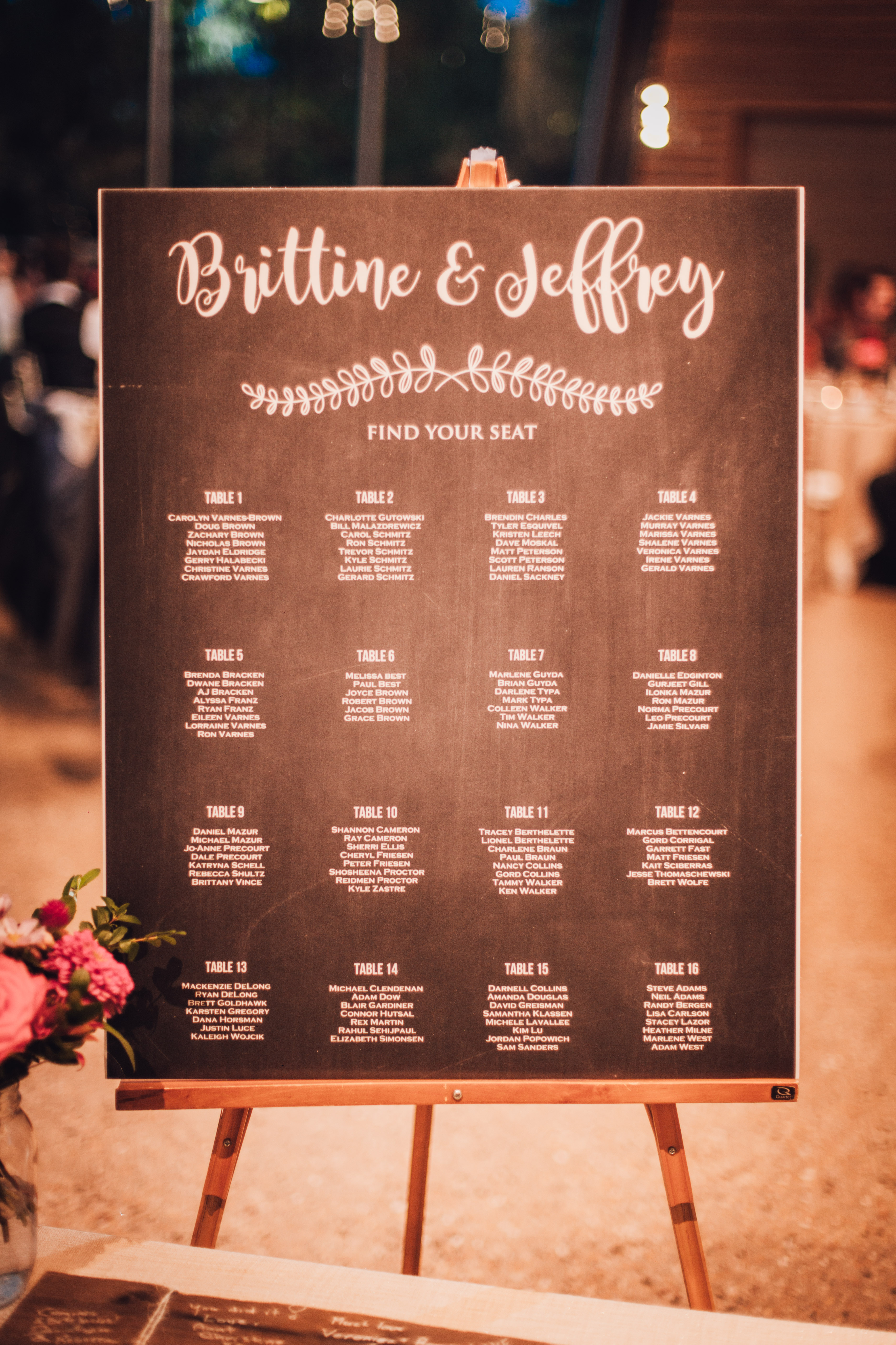 Qualico Family Centre Wedding - seating chart