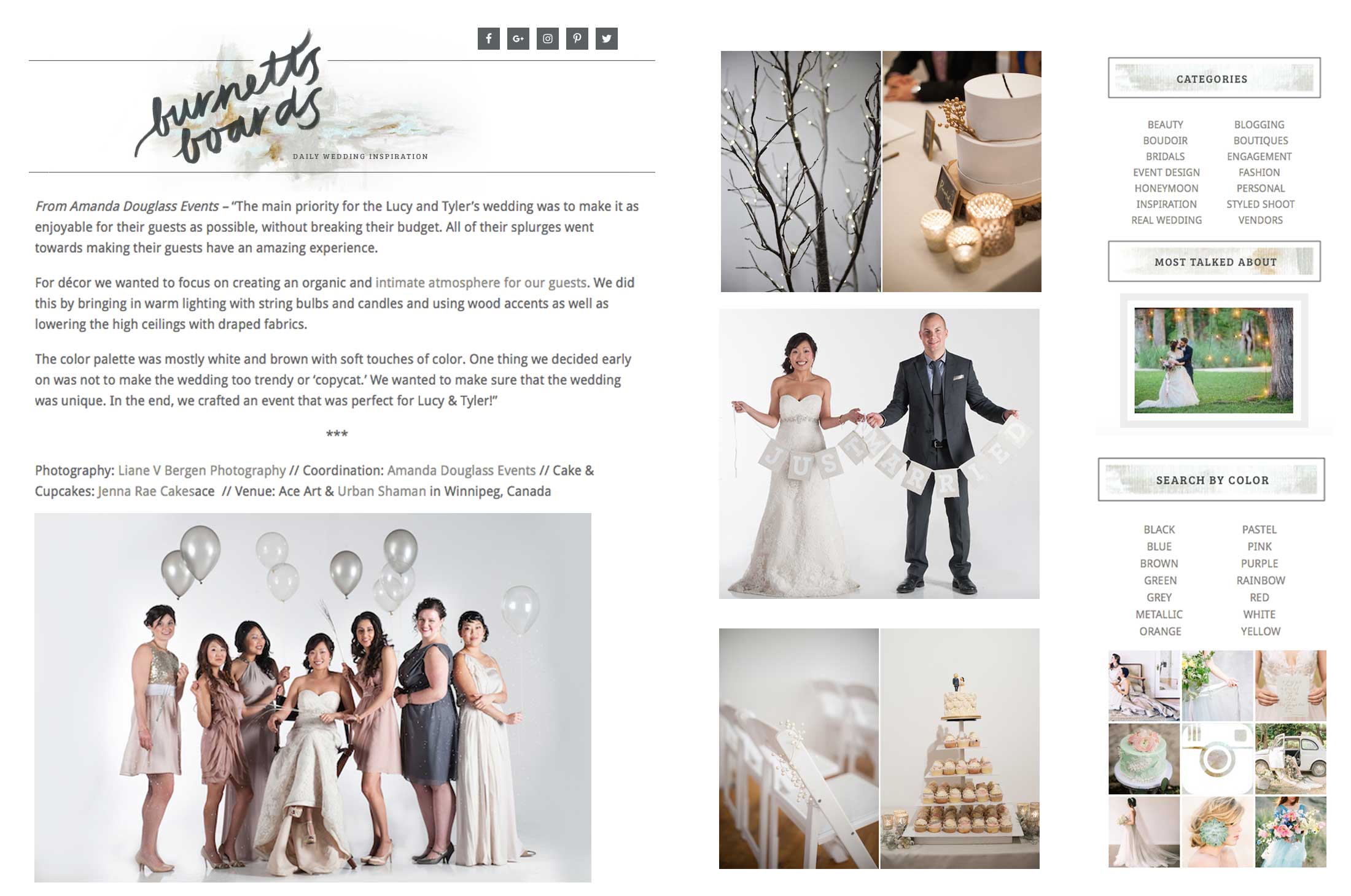 Winnipeg Wedding Planner and Inspiration Feature: Burnett's Boards