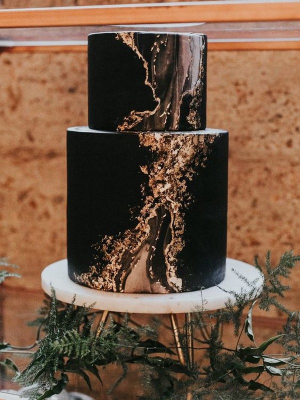 black and gold wedding cake - Amanda Douglas Events