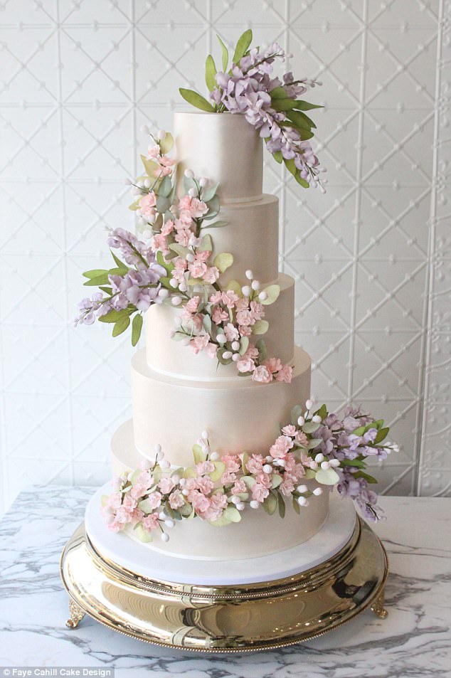 wedding cake with gum paste flowers - Amanda Douglas Events