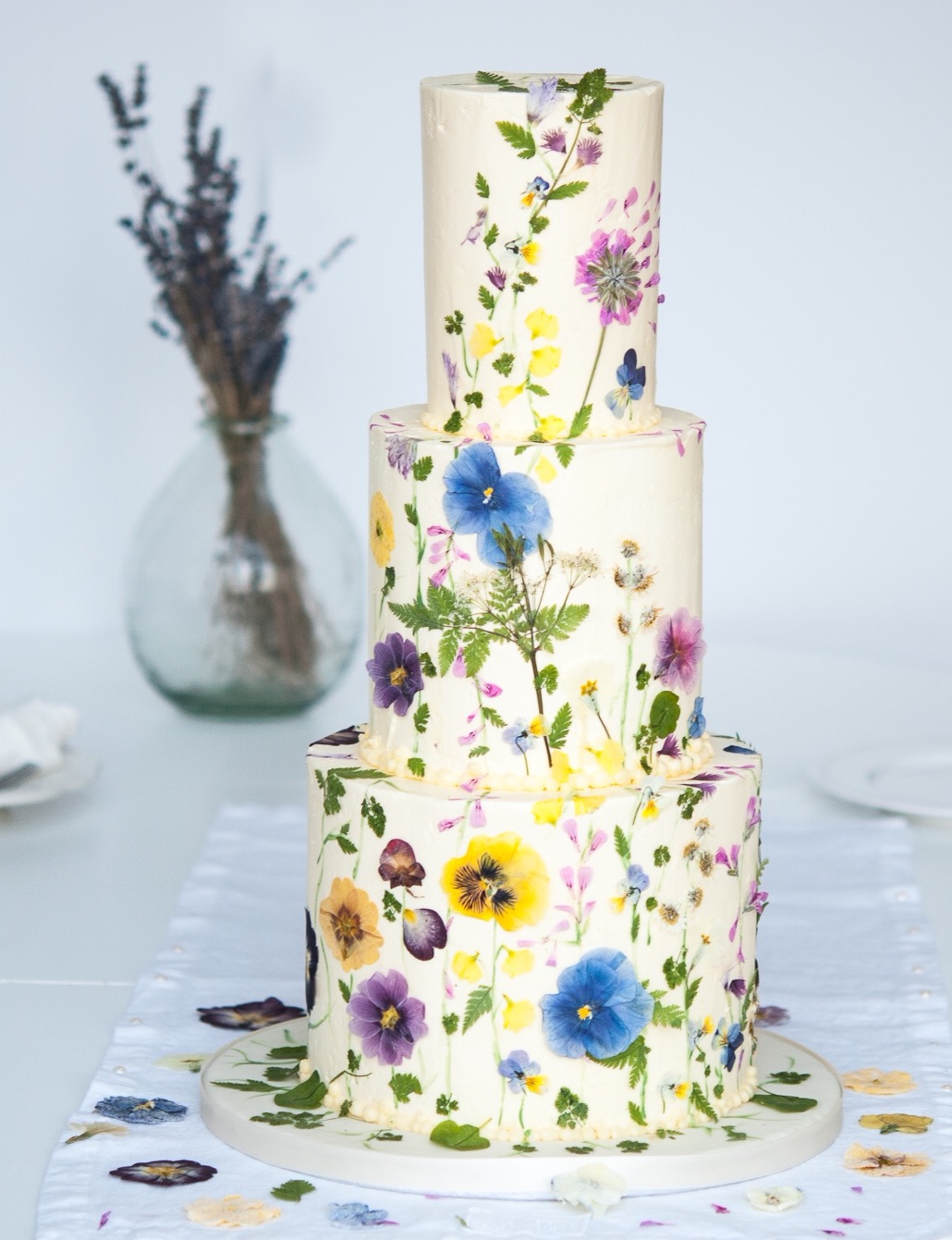 wedding cake with real dry flowers - Amanda Douglas Events