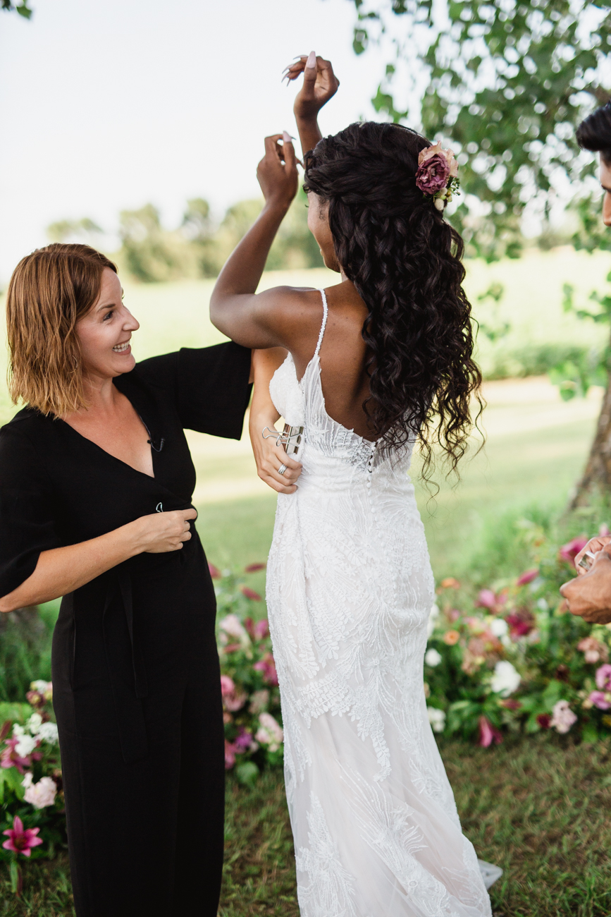 clipping side of wedding dress - Amanda Douglas Events