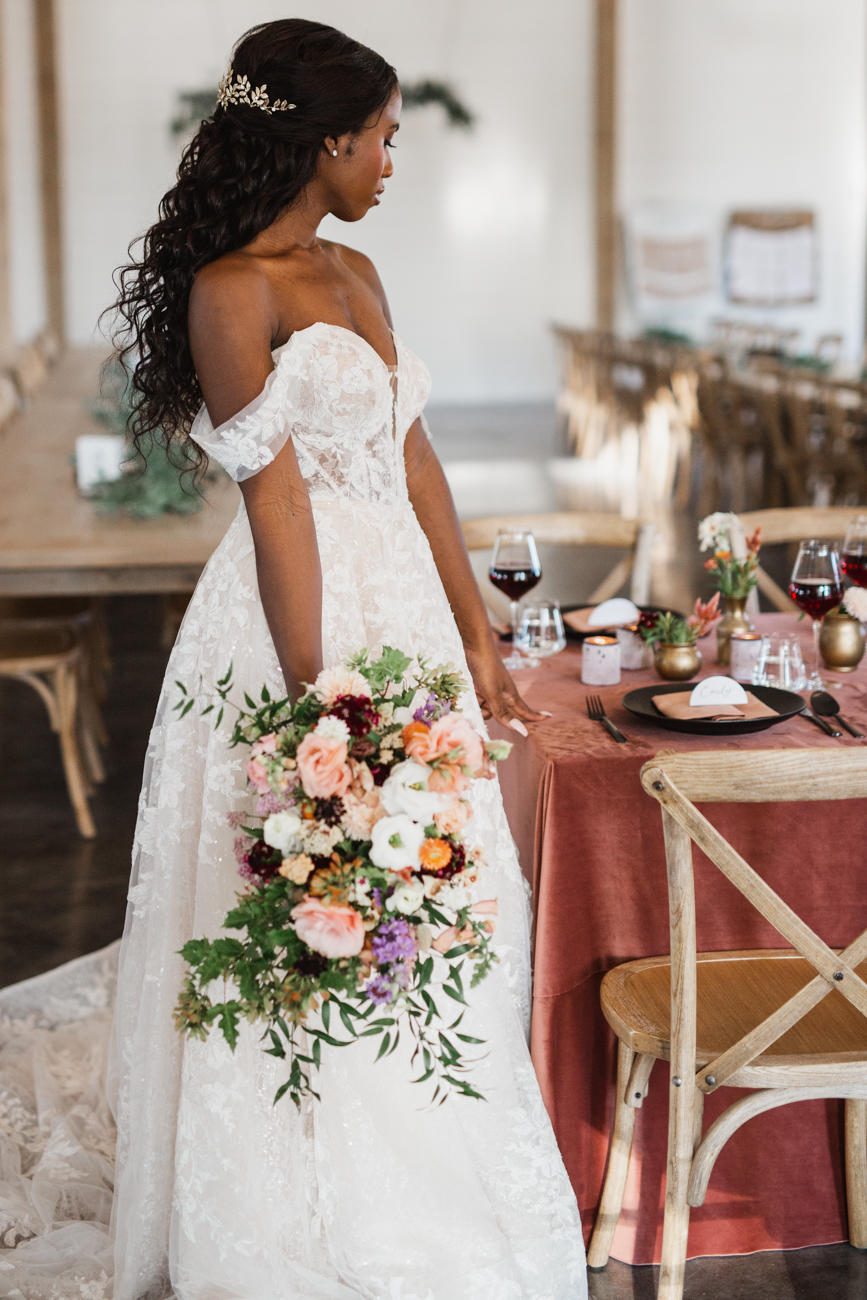 Bride at pink table - Amanda Douglas Events